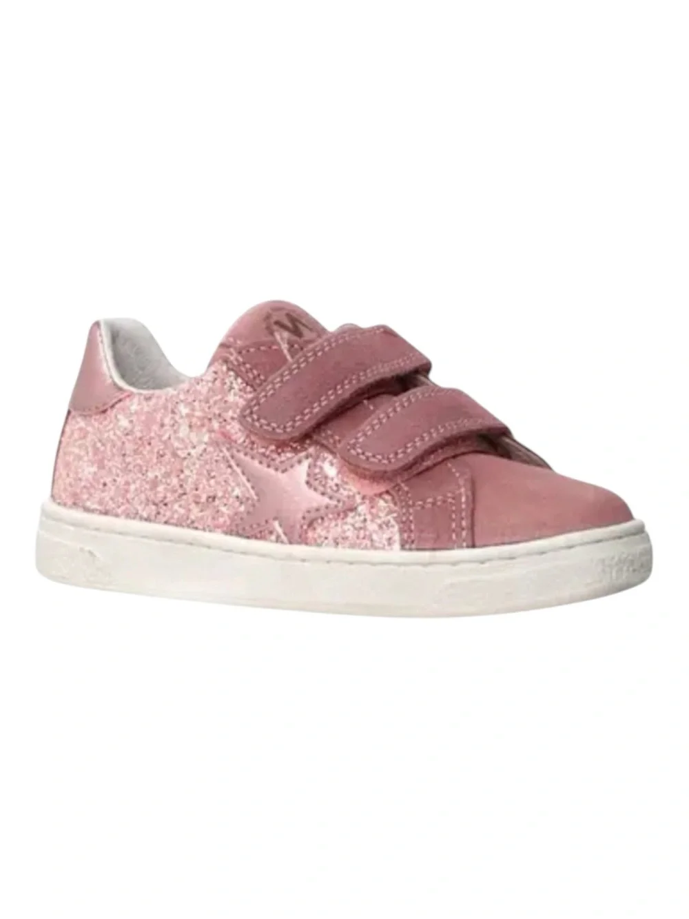 Naturino ★ Pinn VL Glitter Star Italian Suede Sneaker ★ Pink ★ Toddler 8M 25 ★